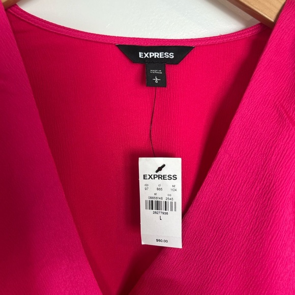 NWT Express Pink Long Sleeve Wrap Blouse Large - Picture 3 of 4